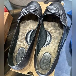 Born Pewter Leather Flats Size 9.5
